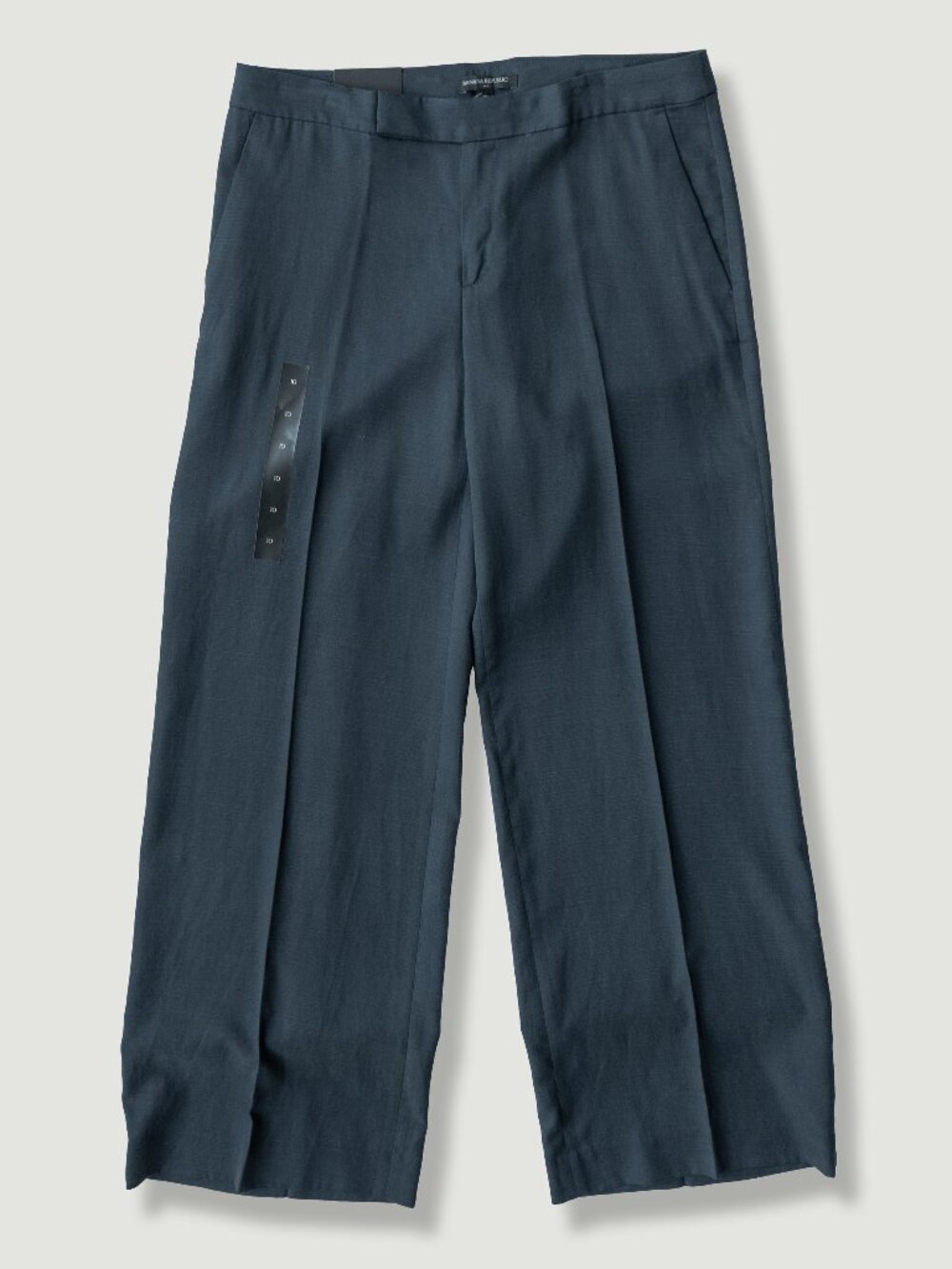 Banana Republic Wide Leg Pants Navy Blue Slub Corporate Drapey Capsule Trouser - Picture 2 of 11